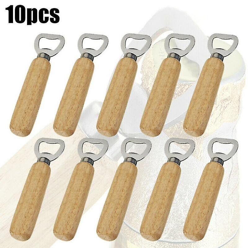 コルク栓抜き10pcsホームバーワインハンドヘルドツール用の便利なモダンなゴムウッドハンドルボトルオープナー