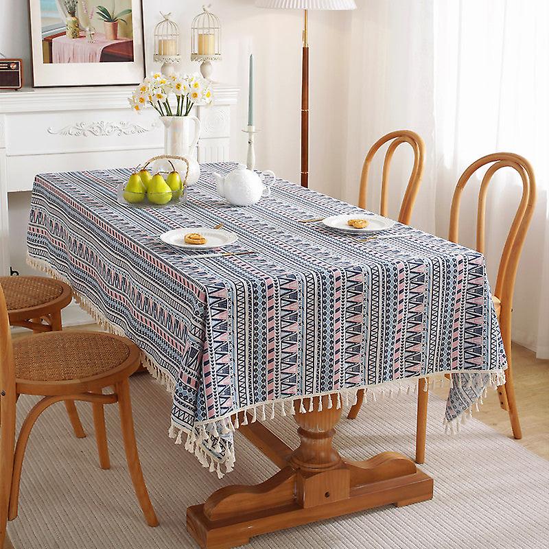 Ethnic Style Tablecloth Polyester Cotton Bohemian Pop Rectangular Dustproof Tablecloth Coffee Table Cloth Cover Towel