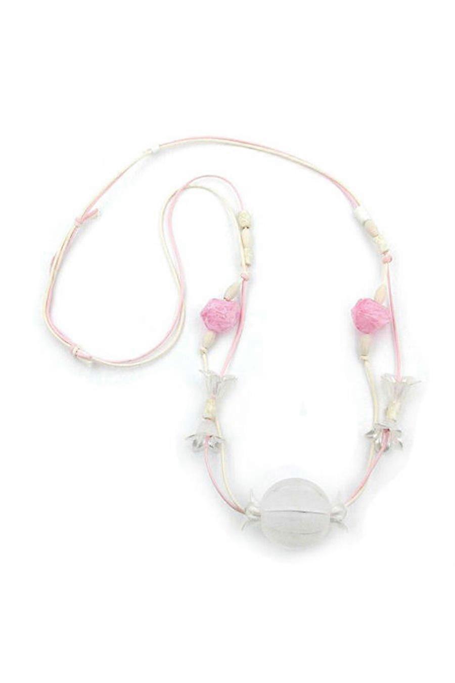 Necklace Flower-beads White 90cm - Gl05048