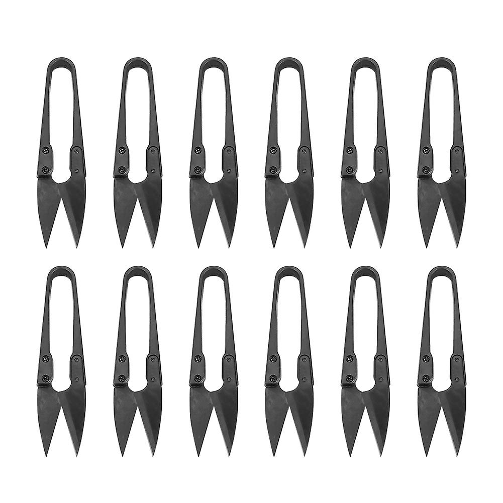 Lot de 12 petits ciseaux à fil noirs pour usage domestique