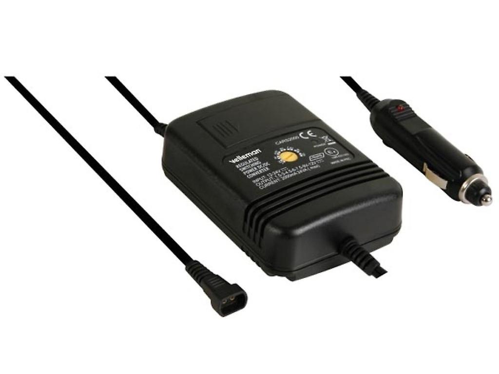 Switching mode car adapter 2000Ma regulated / 1.5-12V / 12-24Vdc In