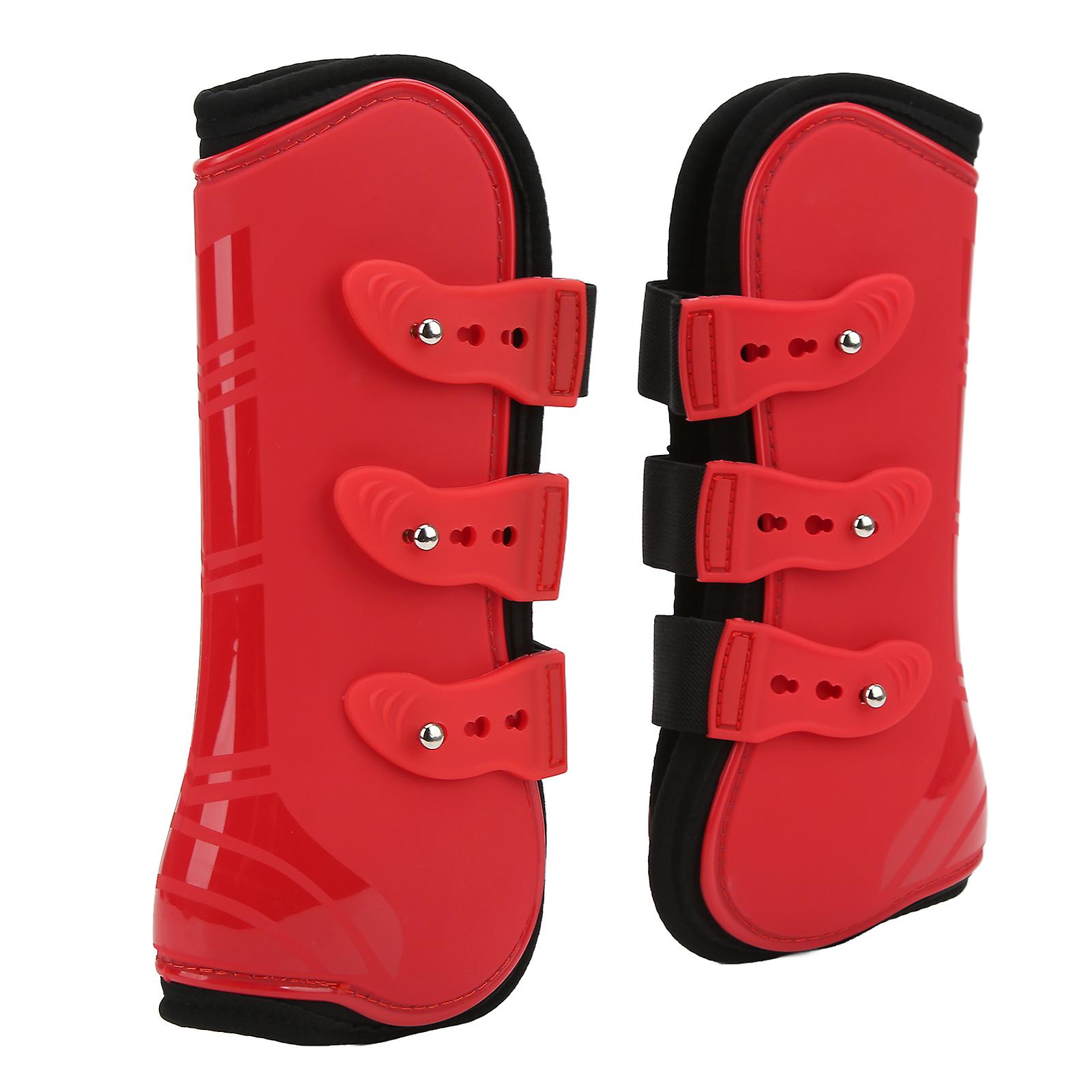 2pcs Red XL Horse Front Tendon Boots Adjustable Leg Support