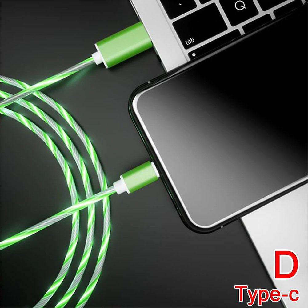 Android/TypeC Fast Charging Cable LED Luminous Glow Flowing USB Cable Colorful