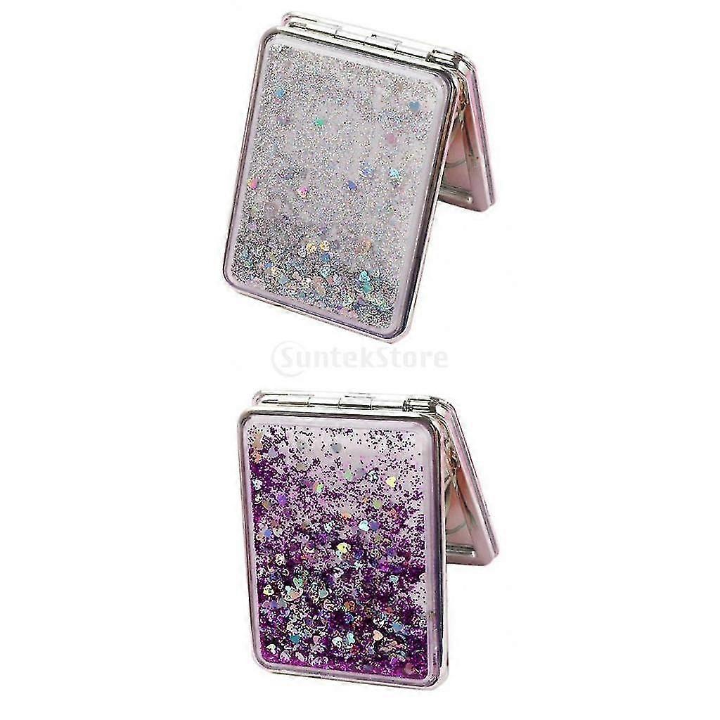 hg 2x Travel Compact Double Side Makeup Mirror Magnifying Folding Mirror Square