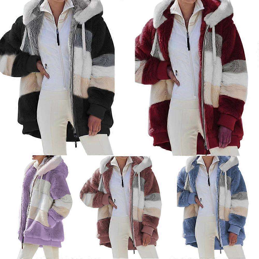 קטיפה צמר צמר רוכסן מעיל קפוצ'ון נשים מעיל קפוצ'ון שרוול ארוך רך נשים צבע תואם חורף חם ז'קט משוחרר הלבשה תחתונה