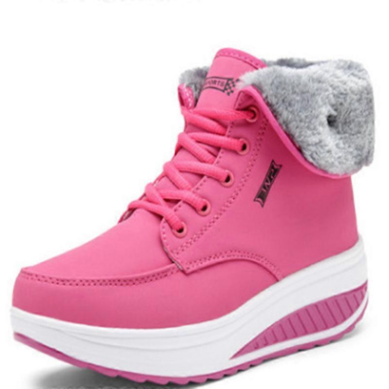 Women Warm Faux Fur Lined Snow Ankle Boots Chunky Sneaker Shoes
