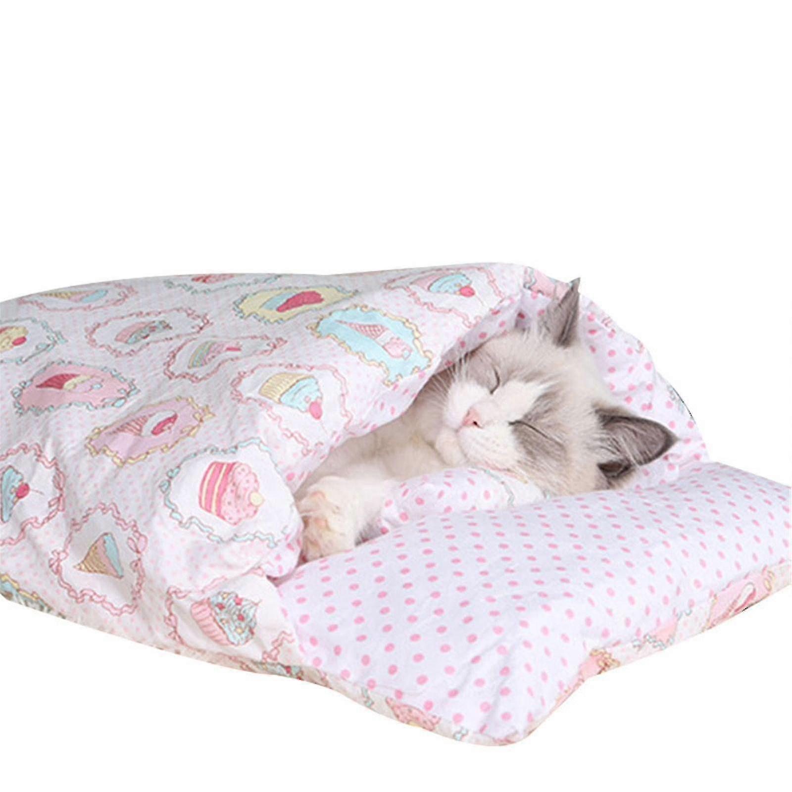 따뜻한 고양이 침낭 이동식 고양이 침대 겨울 따뜻한 고양이 집 작은 애완 동물 침대