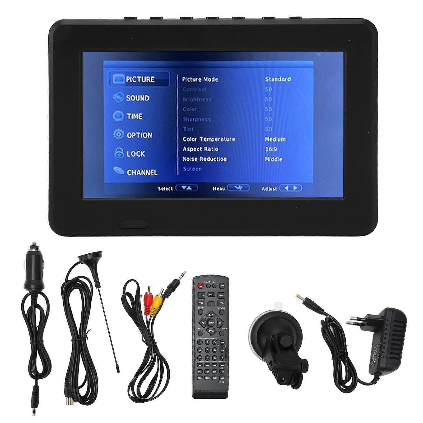 7 Inch Portable TV HD LED Digital Portable Television Video Player with Built in Rechargeable Battery EU Plug 100?240V