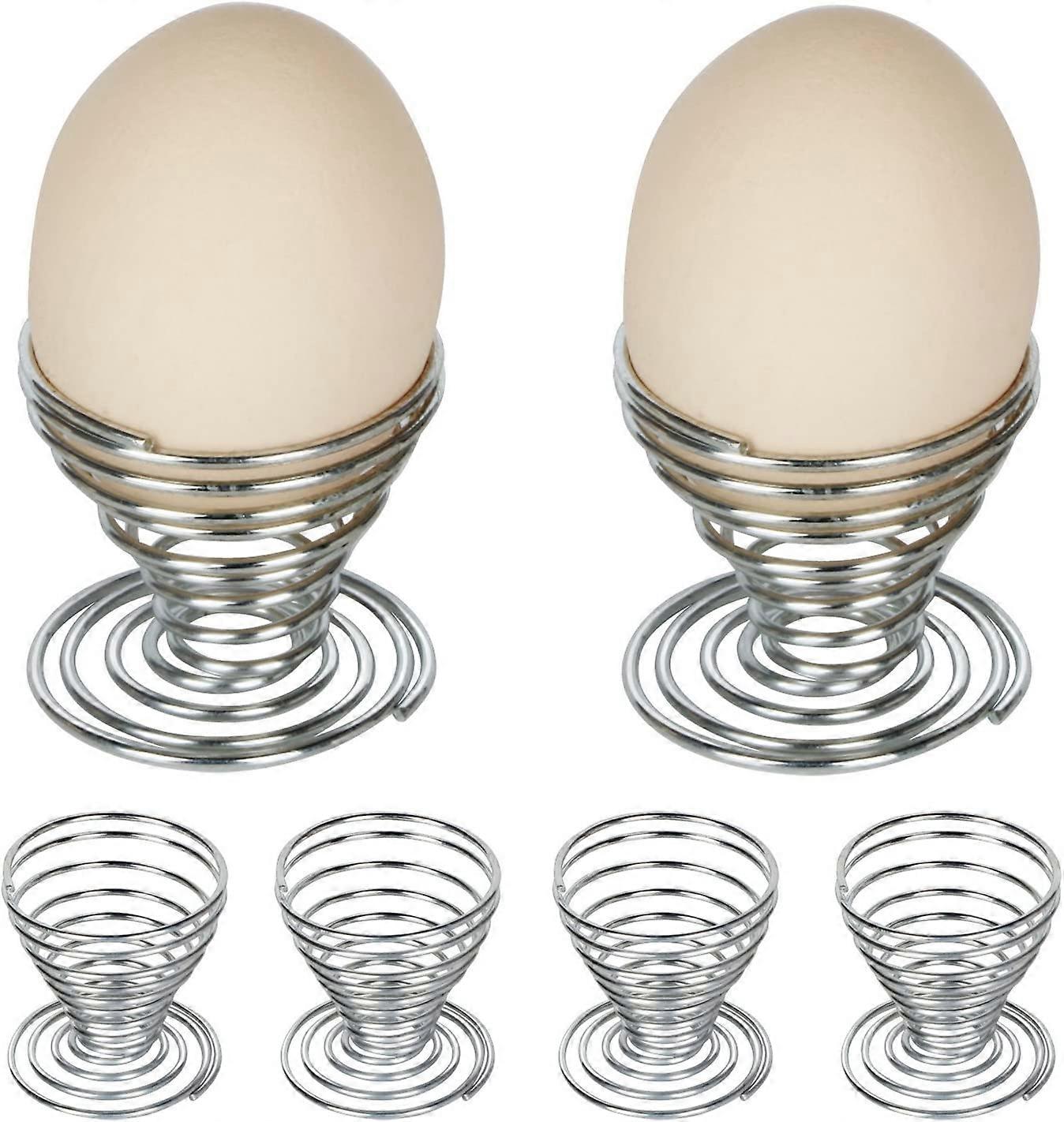 6 x Spring Spiral Egg Cups in Stainless Steel Wire