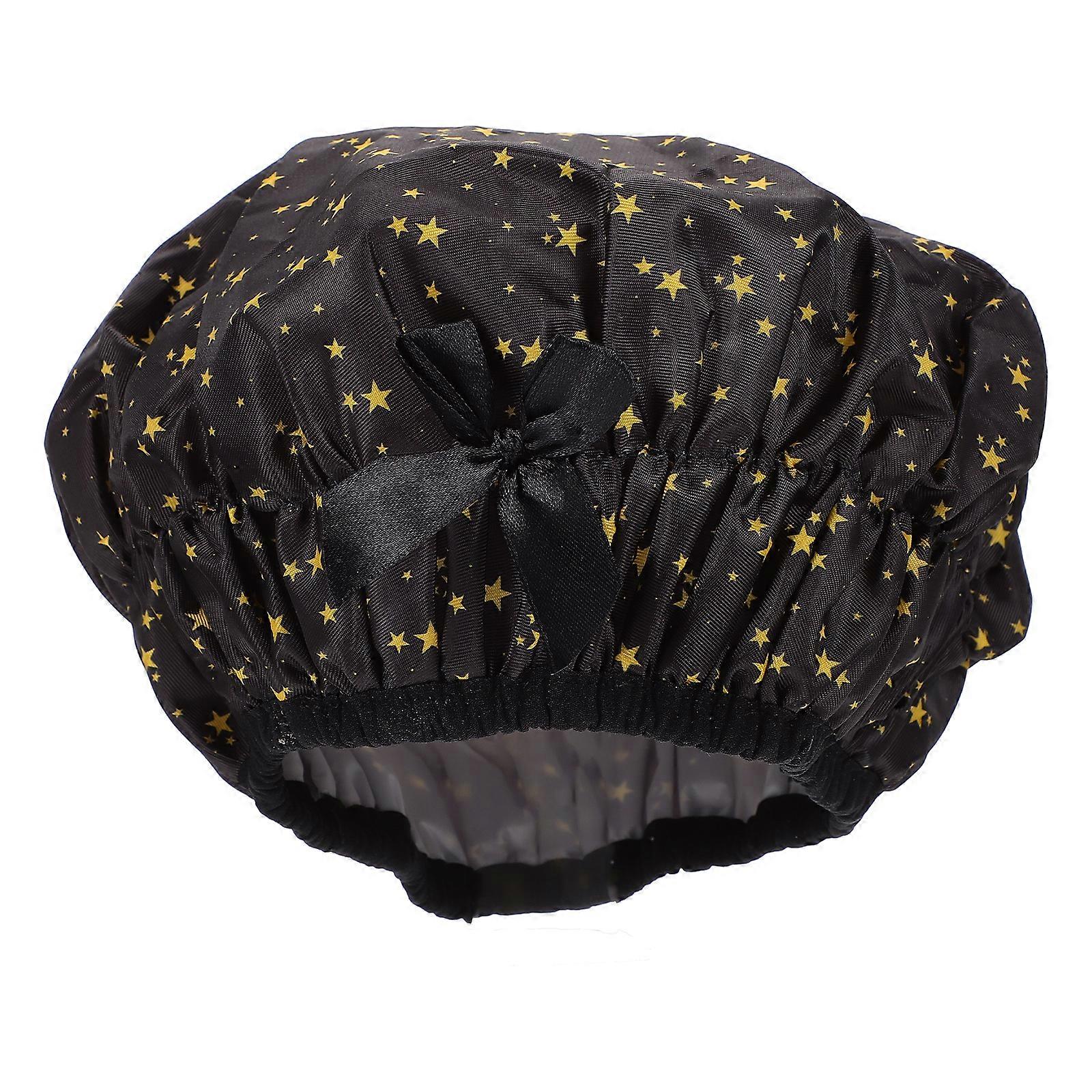 Femmes Double Couches Sleep Hat Bowknot Douche Hat Waterproof Bathing Hat