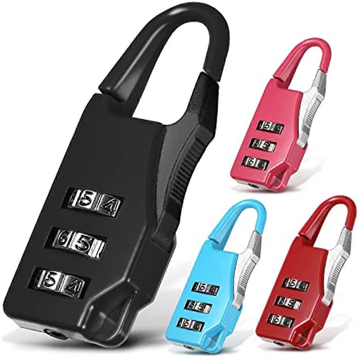 HOTOP 4 Pack Combination Padlocks Small 3 Digit Codes Padlock with ...