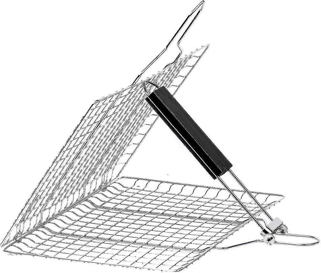 1pc Portable Stainless Steel Simple Rectangular Grill Bbq Grill With Detachable Handle