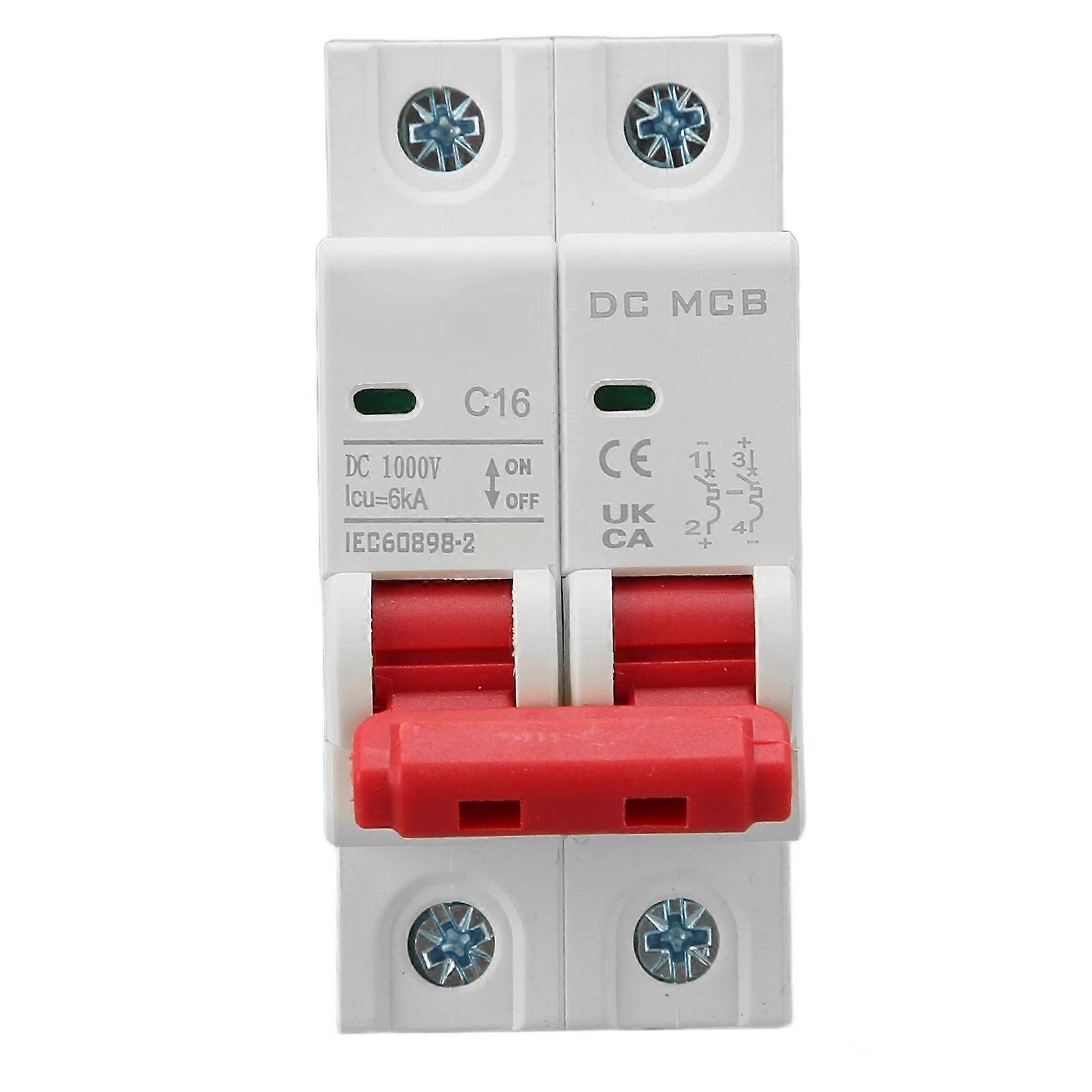 2P DC Small Circuit Breaker 6000A Breaking Capacity Overload Protection Mini Circuit Breaker DC1000V 16A