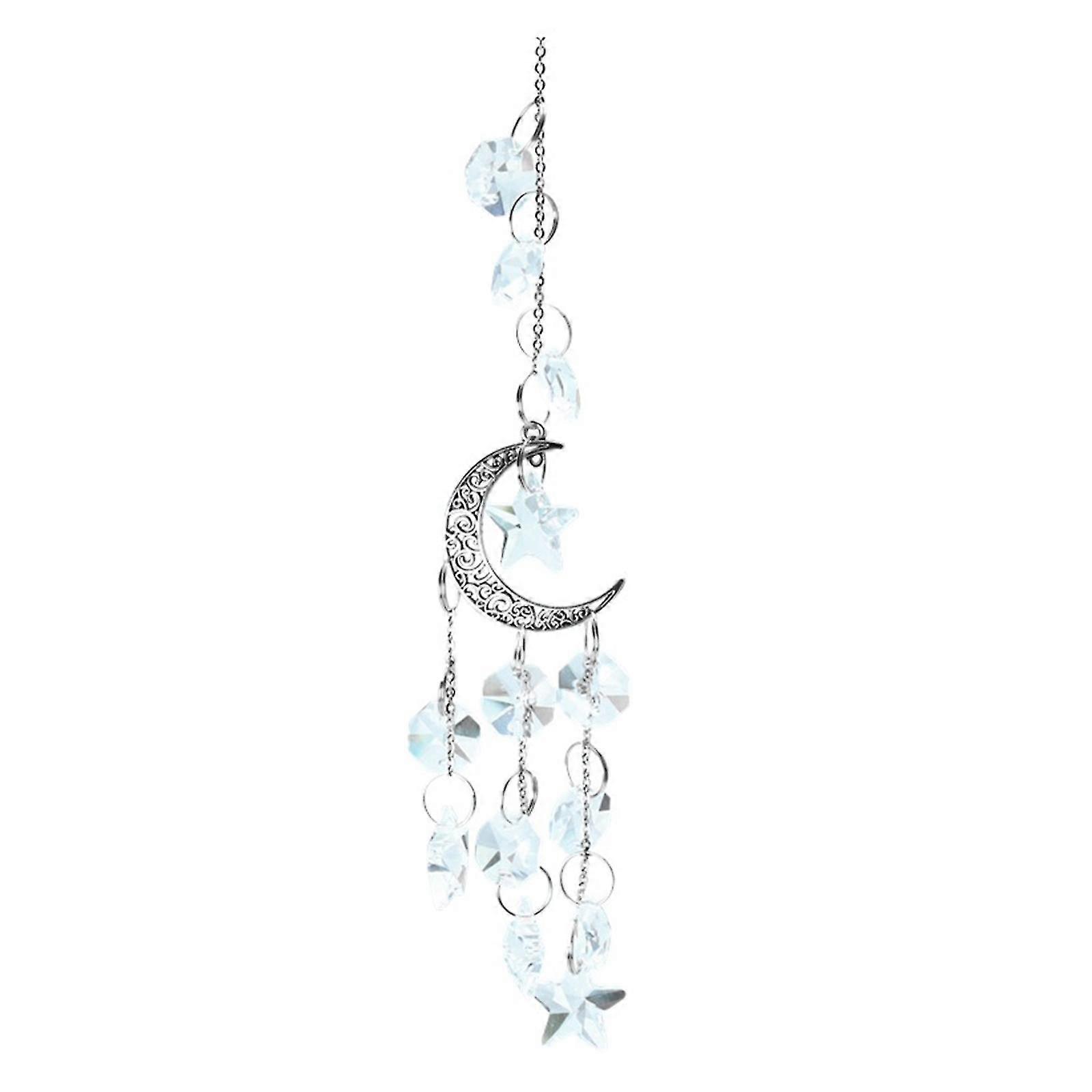 Moon Crystal Wind Chime Sun Catcher Hanging Ornament Crafts Decor