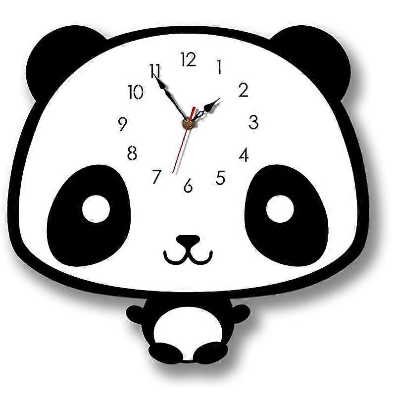 Nordisk stil Panda väggklocka Tyst träklocka för rum