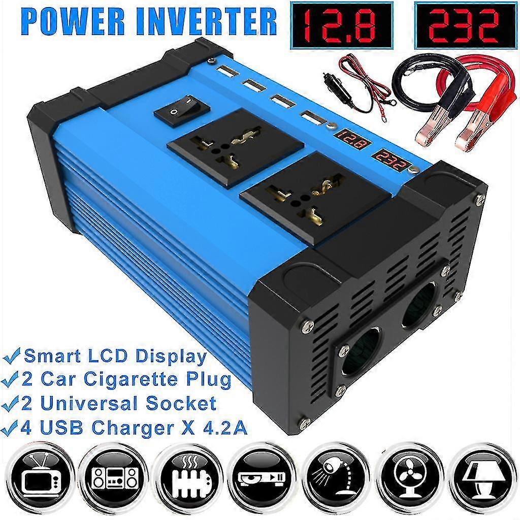 Inverter 300w 500w Converter 12v To 220v Intelligent Lcd Dual Display 4usb 4.2a Fast Charge Tangrui