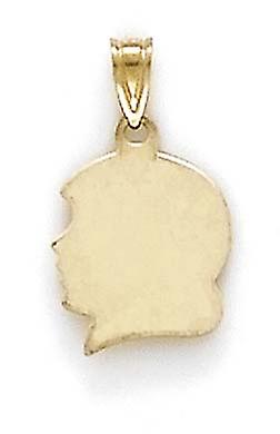 14k Solid Yellow Gold Small Silhouette Pendant Necklace-Pendant for Women - .6 Grams