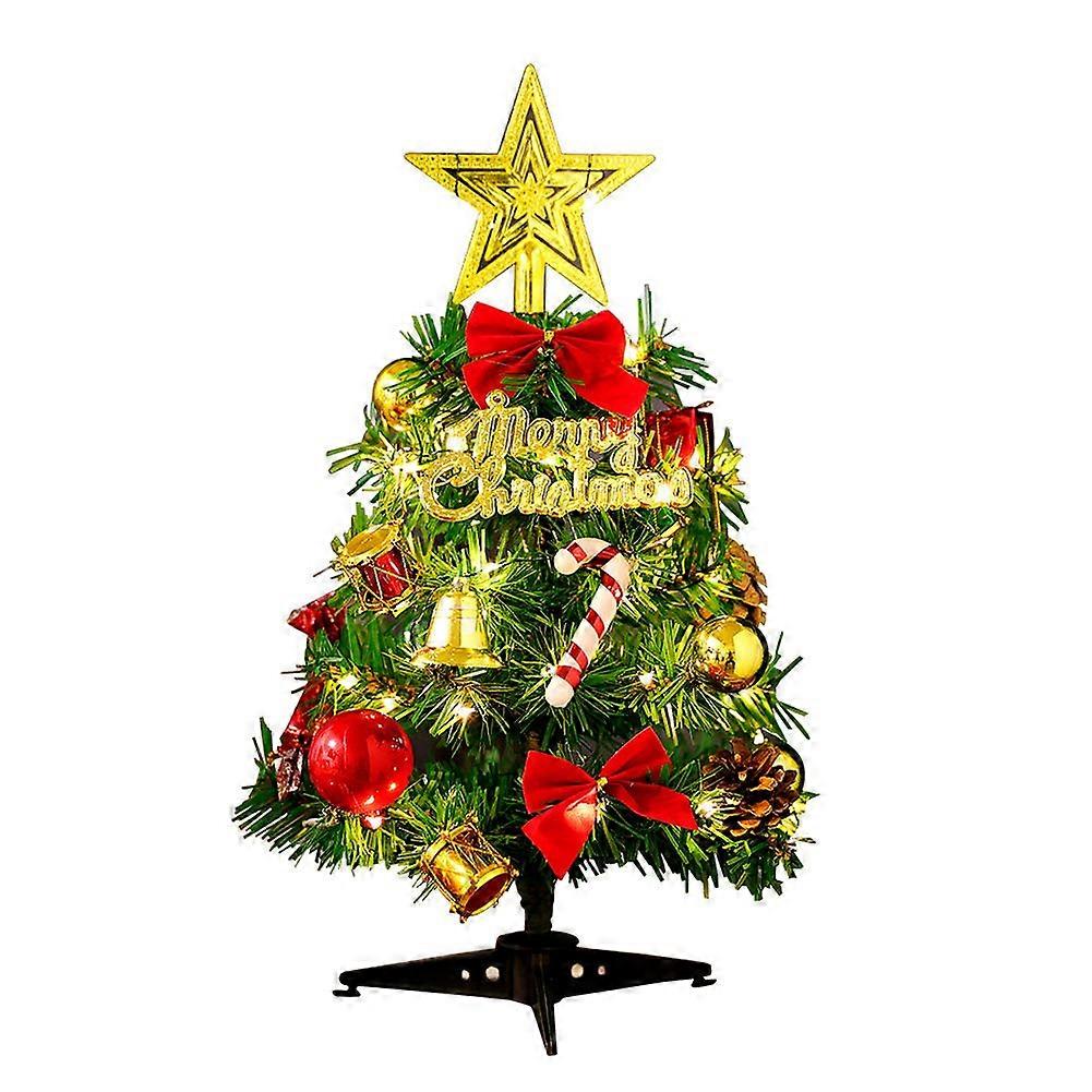 Artificial Christmas Tree Mini Christmas Tree and String Lights Wire, Miniature Decoration Indoor Mini Green Trees Ornaments Table Trees