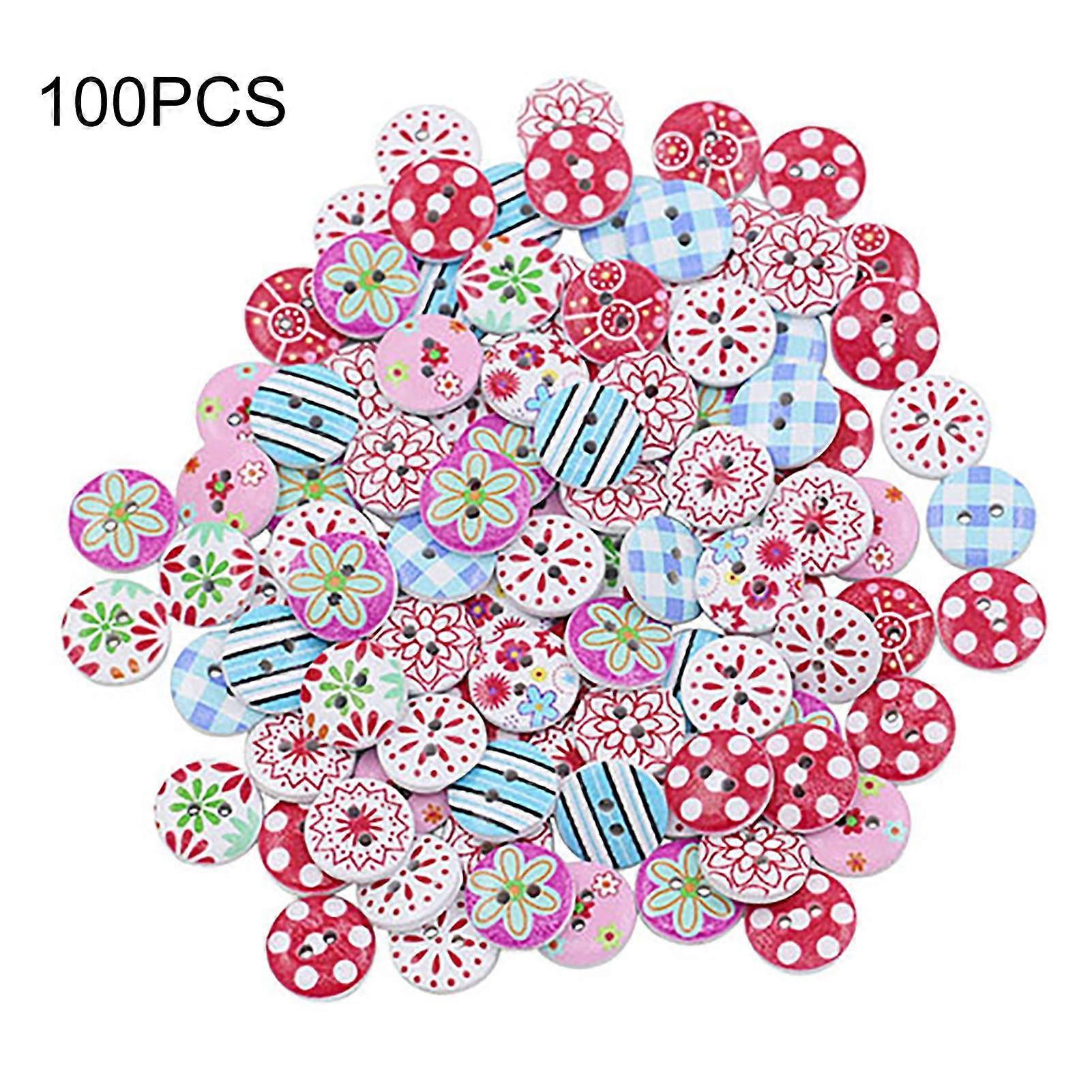 100Pcs Simple Buttons Durable Exquisite Crafts 2 Holes Buttons for Cardigan Sweater