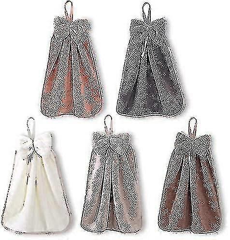 5pcs Hand Towels With Hanging Loop For Bathroom And Kitchen