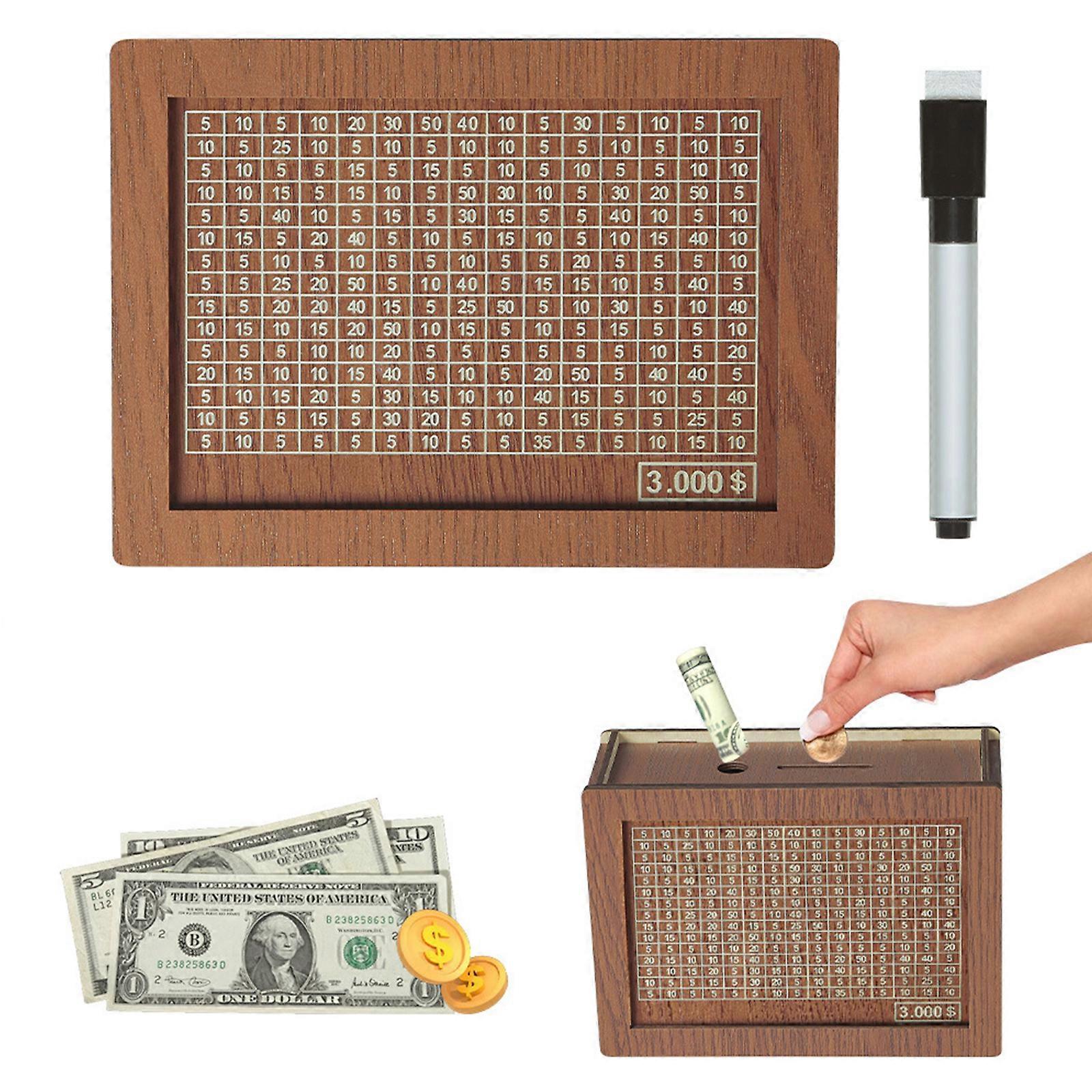 Money Saving Box with Counter Cash Vault Wooden Savings Challenge Box Coin Saver