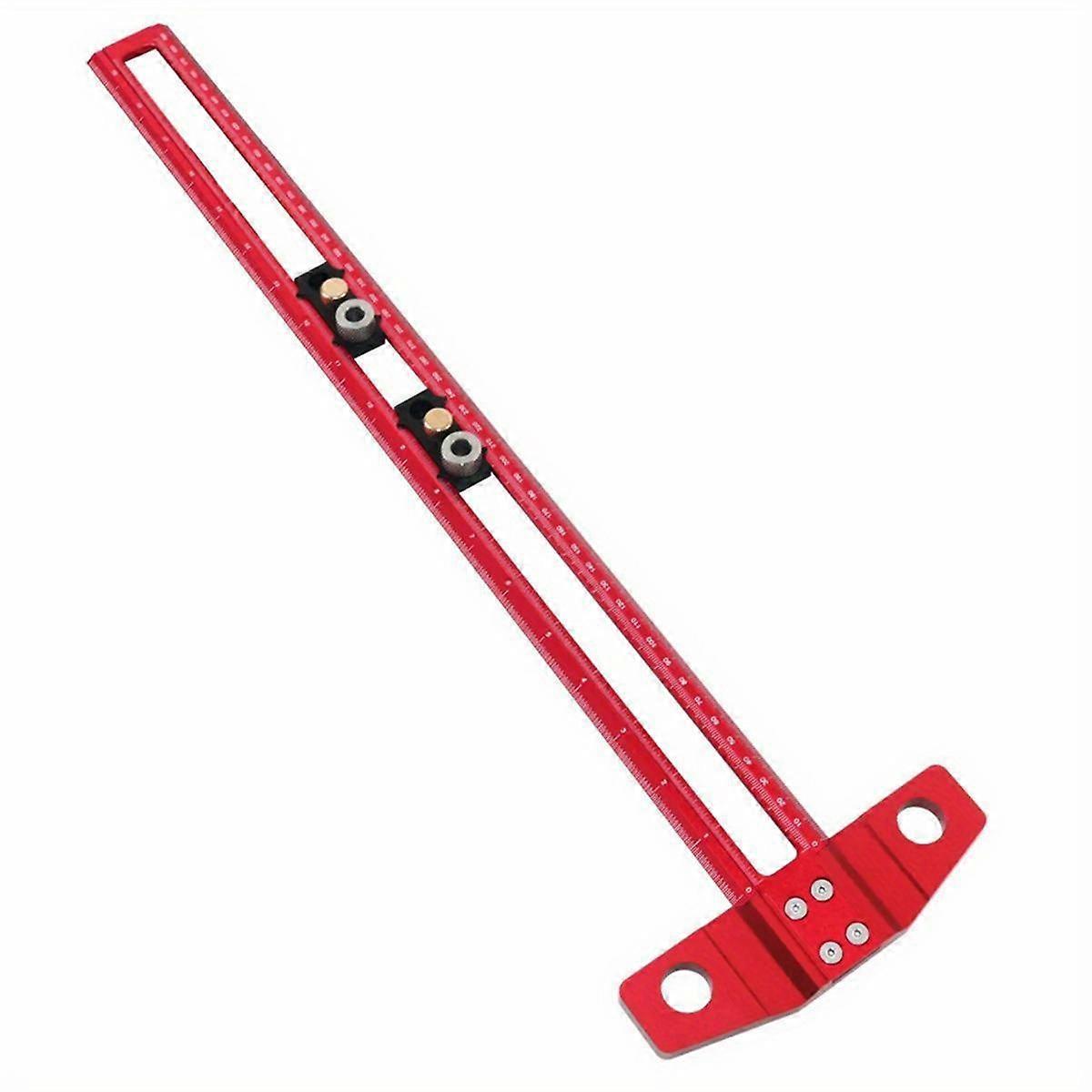 Woodworking 2-In1 Drilling Positioning Scoring Ruler Scriber Marking T Square Dowelling Jig with 6/