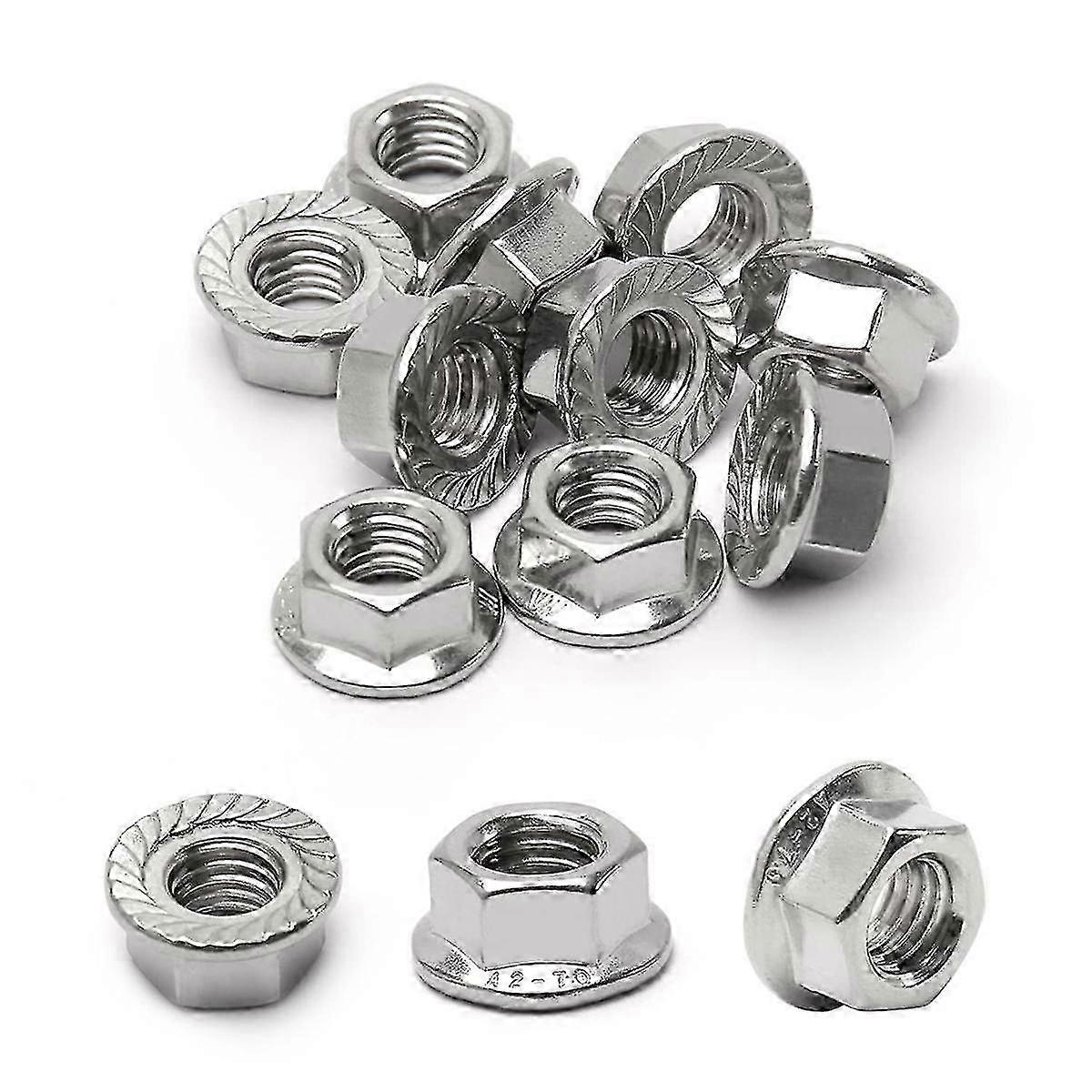 16er-Pack M10 Sechskantmuttern mit gezähntem Flansch, M10-1,5 mm Sechskantmuttern mit Flansch, Kontermuttern Ersatzmutter für DI