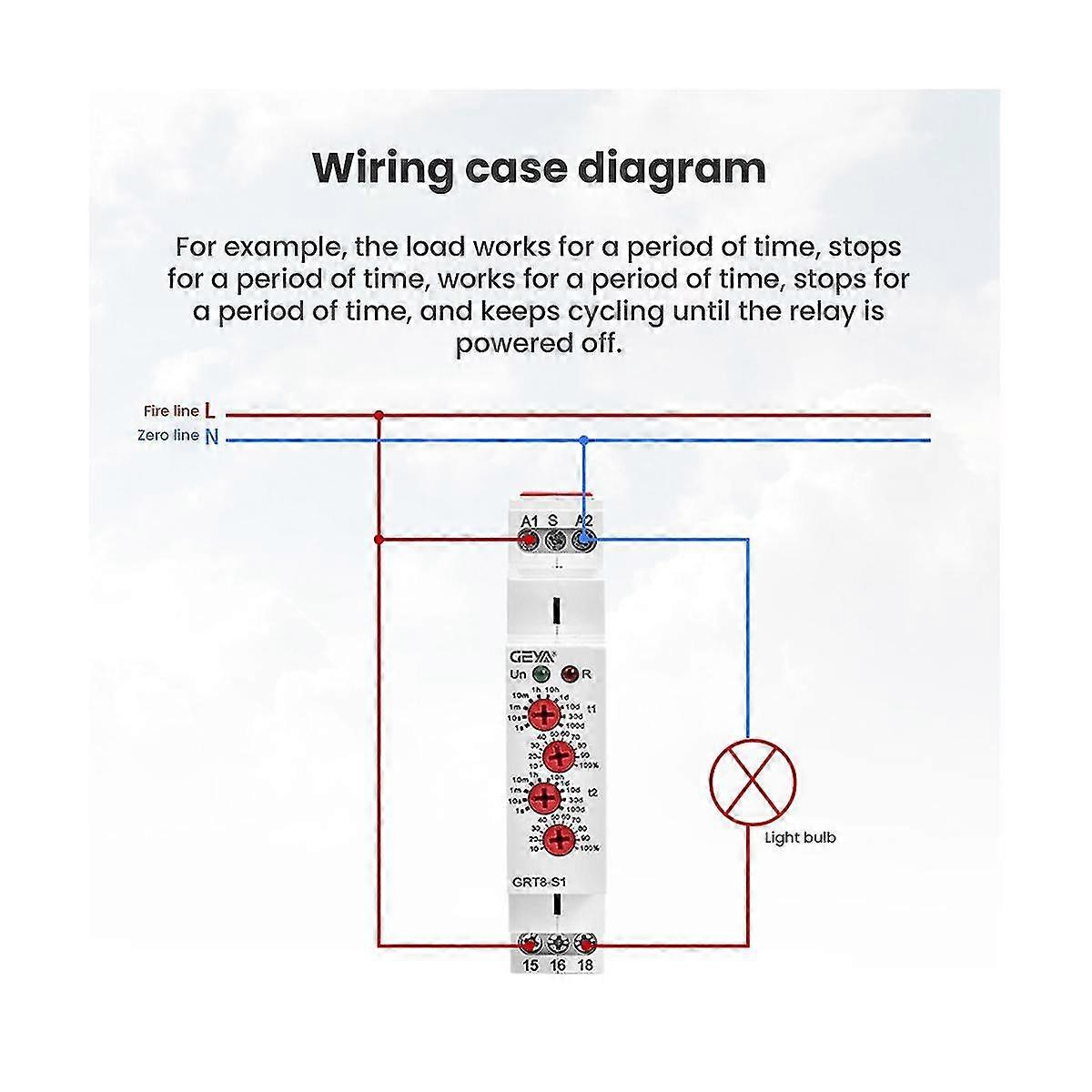 Asymmetric Cycle Timer Relay GRT8-S2 AC/DC12-240V 16A Electronic Repeat Relay GRT8-S1