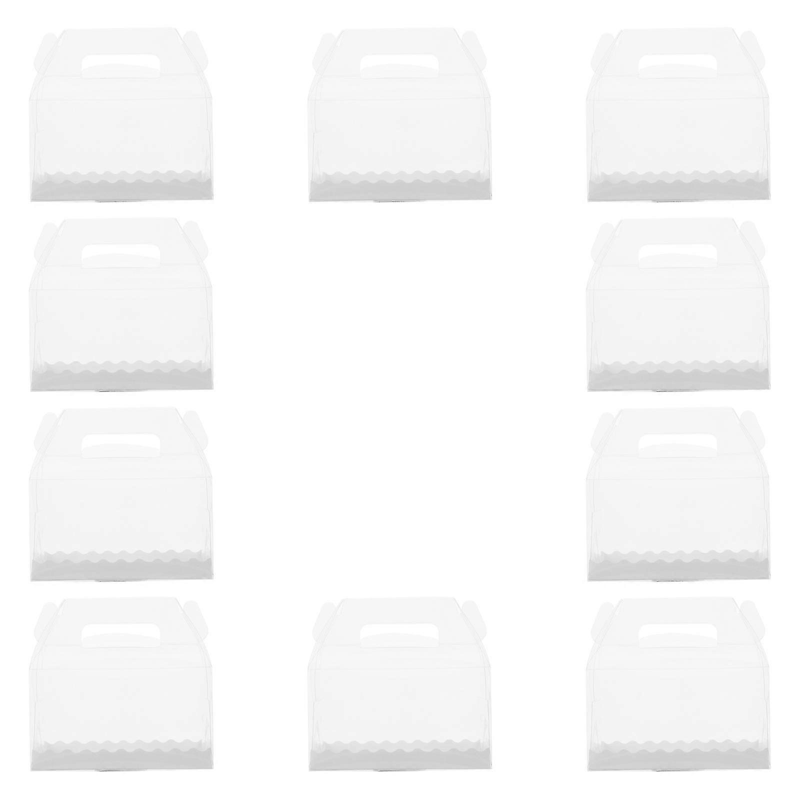 10pcs Transparent Cake Boxes Plastic Dessert Packaging Boxes Cake Cases