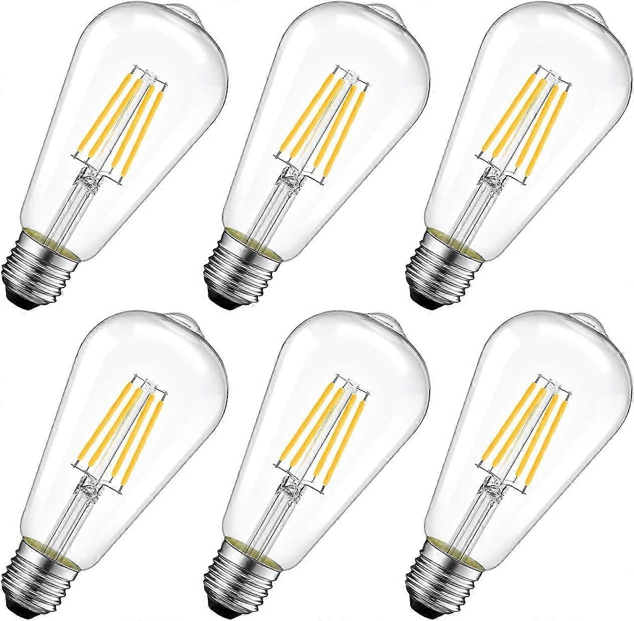 4W LED Filament Bulb E27 ST64 Non-dimmable Pack of 6