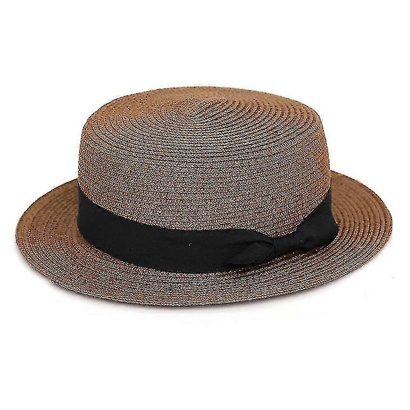 Ladies Straw Boater Hat Bowknot Solbeskyttelse Bred rand udendørs caps