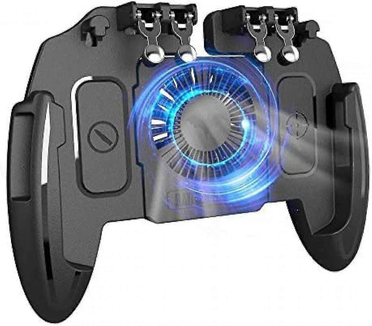 [the Latest Version] Mobile Game Controller 4 Trigger With 4000mah Power Bank Cooling Fan For Pubg/call Of Duty/fotnite [6 Finger Operation] L1r1 L2r2