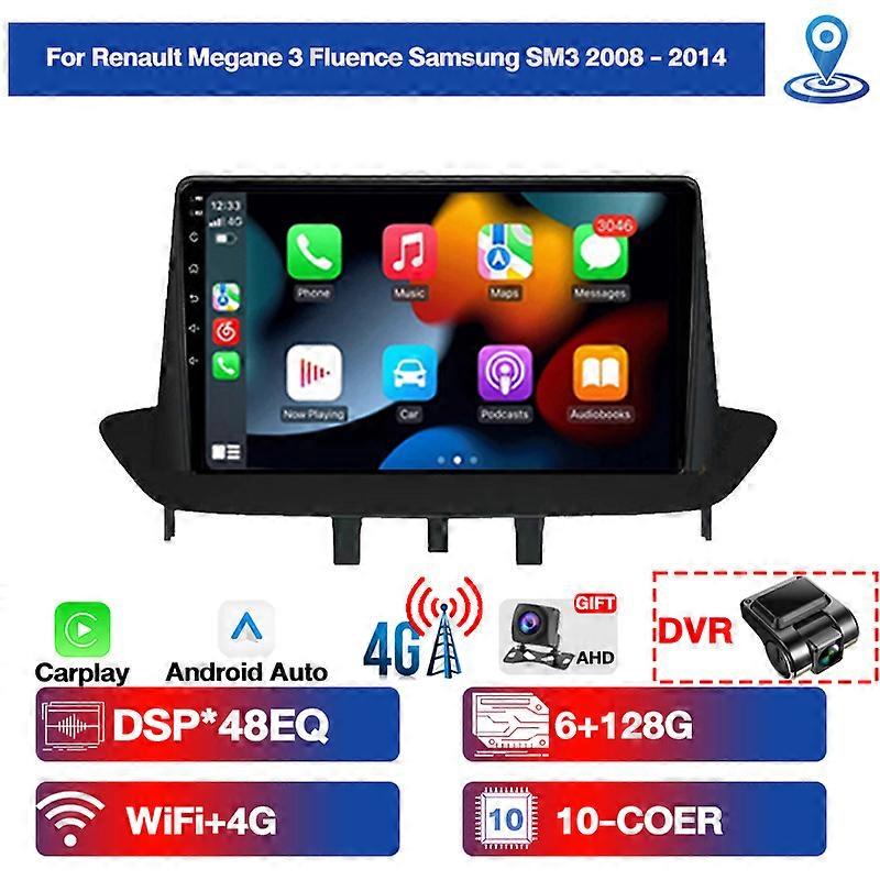 Android 12 GPS Car Radio For Renault Megane 3 Fluence Samsung SM3 2008 - 2014 Multimedia Player DSP CarPlay 6GB+128GB 4G WiFi