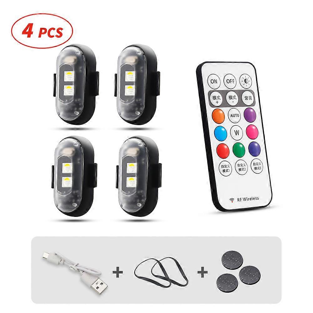 Motorcycle LED RGB Warning Light Universal Mini Signal Light Drone With Controller Strobe Light 7 Color Indicator Safety Lights