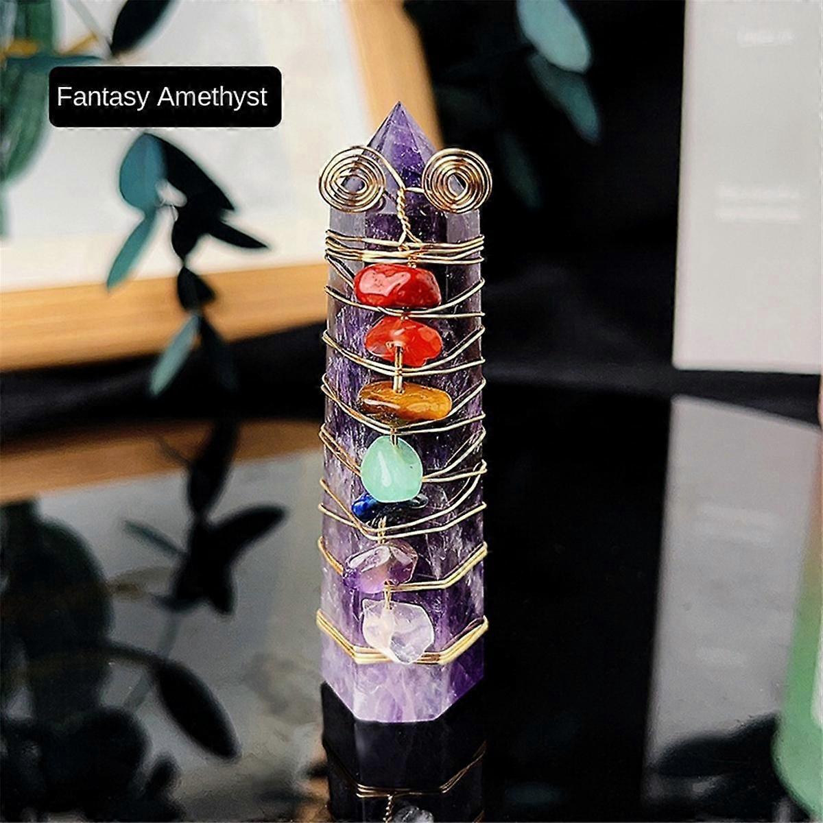 Natural Crystal Colorful Gravel Crystal Column Crystal Crafts Home Decoration Pink,B