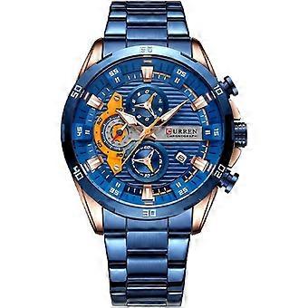 Mens Chronograph Watch Military Multi-Function Quartz Stainless Steel Outdoor Sports Watch Hombre Relojes