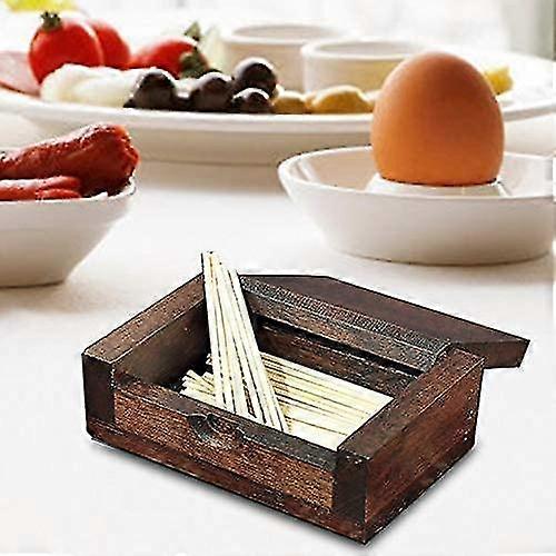 Wood , Mini Vintage Pocket Toothpick Storage Box Case