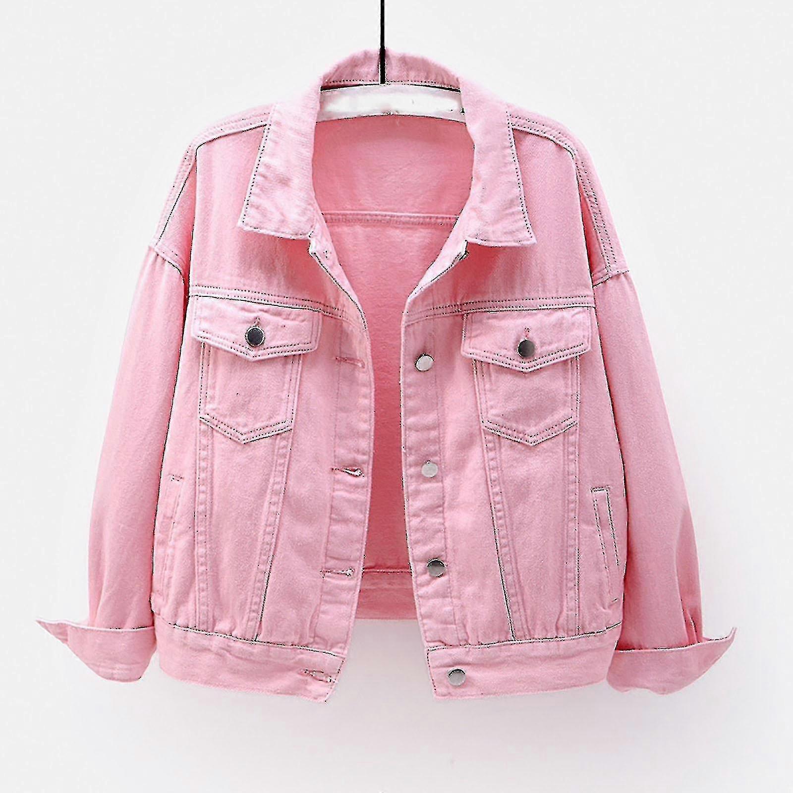 Women's Warm Solid Long Sleeve Denim Jacket for Spring and Autumn Outerwear
