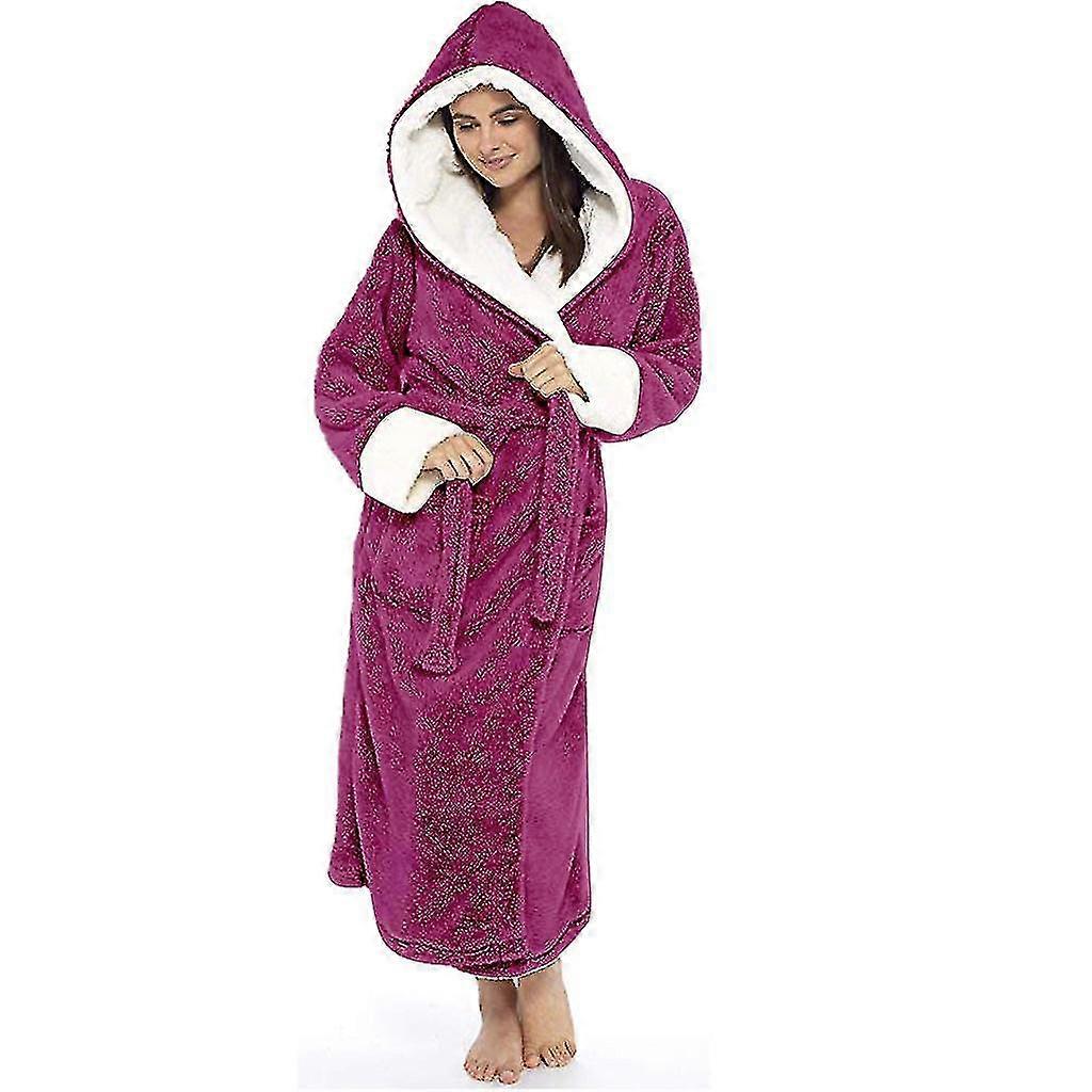Fleece μπουρνούζι γυναίκες μαλακό φόρεμα φόρεμα κουκούλα χνουδωτό towling μπάνιο ρόμπα