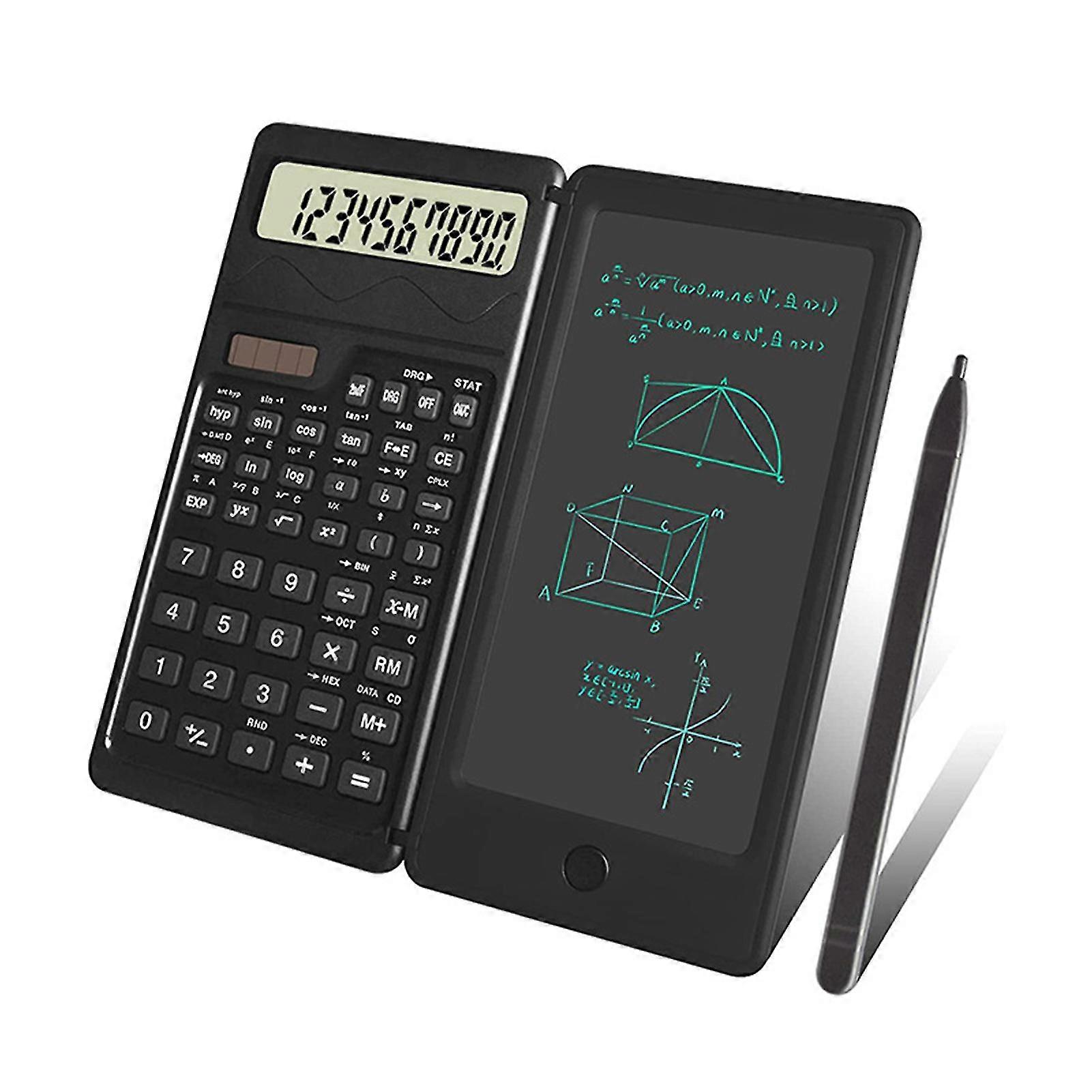 Scientific Calculator with Writing Board Solar Battery Powered 10 Digits Standard Function LED Display Student Calculator