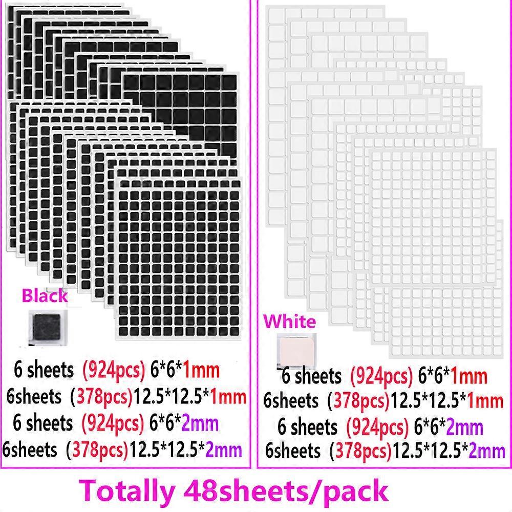 24-48 Sheets Black White 1mm 2mm 3D Double Sided Adhesive Foam Squares Adhesives For Adding Dimension To Pop Cards Bundle Deals