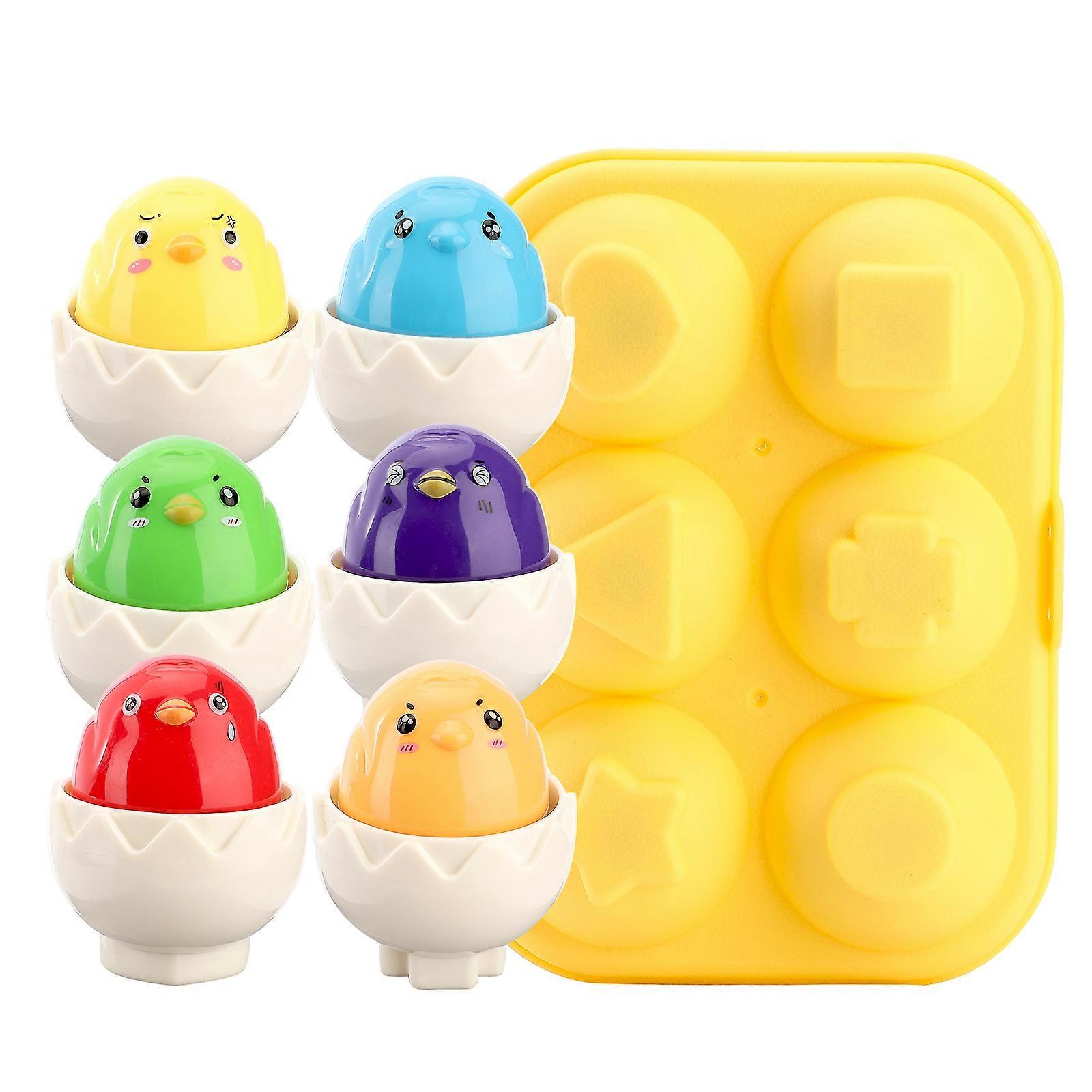 6pcs Easter Eggs Home Ornament Easter Egg Toy Creative Abs Color-matching Portable Bpa Free Geometric
