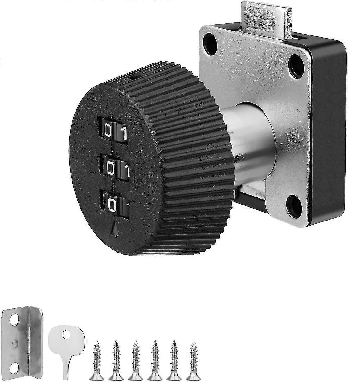 Drawer Lock, Digital Combination Lock, Keyless Locker Combination Lock, Security Lock for Showcases, Mailboxes, Drawers, Cabinets, 20mm Black