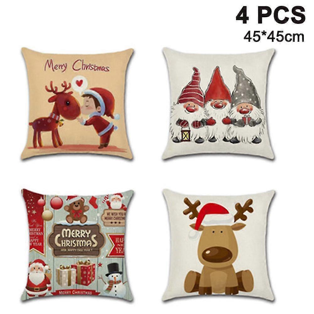 4pcs 45x45cm Throw Pillow Covers Christmas Decorative