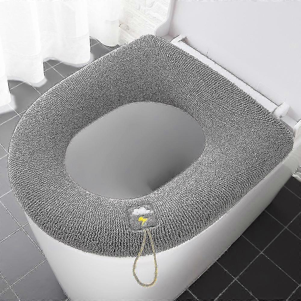 Zimné teplé WC sedadlo kryt Closestool Mat 1ks Umývateľné kúpeľňové doplnky Pletenie Pure Color Mäkké O-tvar Pad Bidet Kryt
