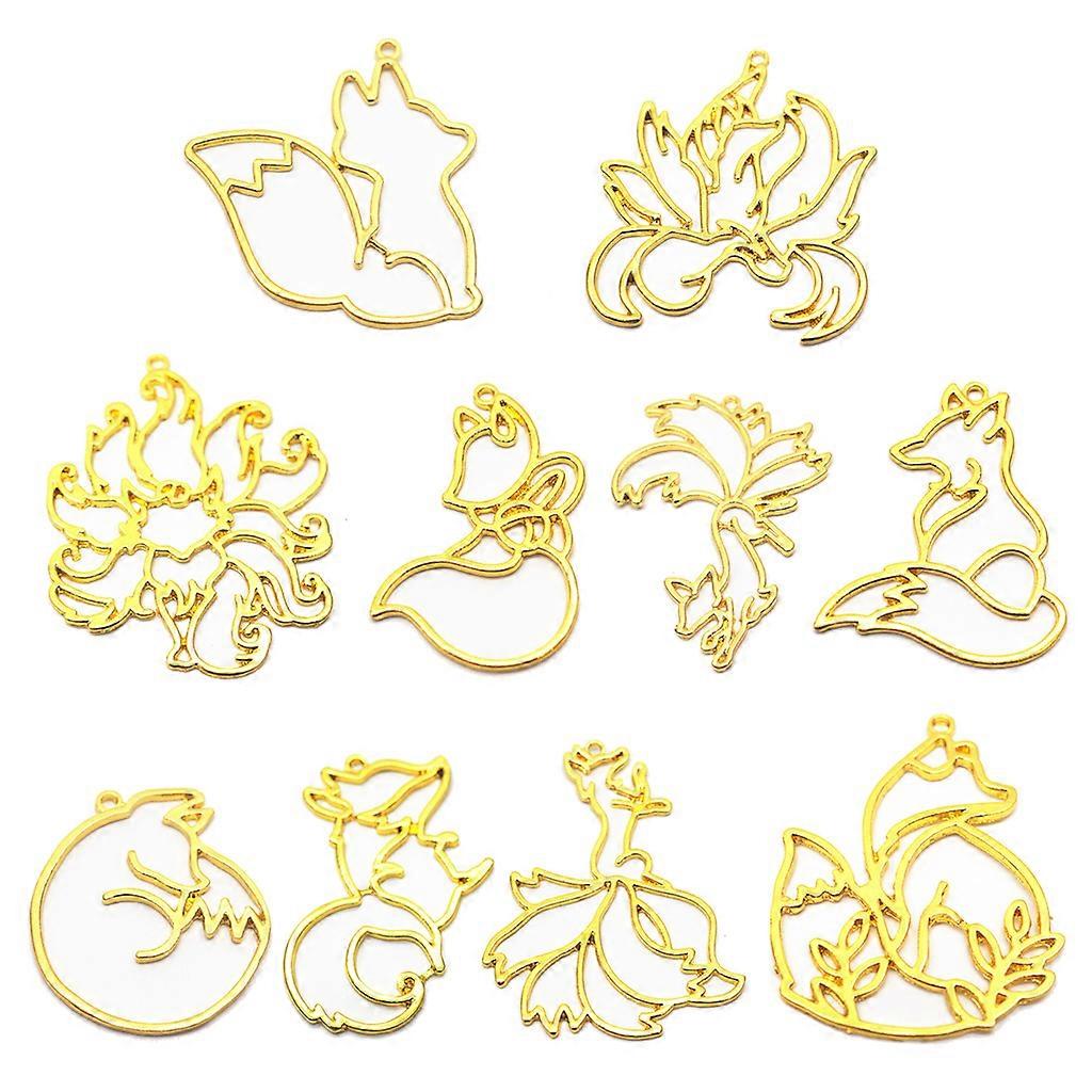 10x/Set for Smart Foxes Animal Resin Frame Pendant Open Bezel Setting Frame for