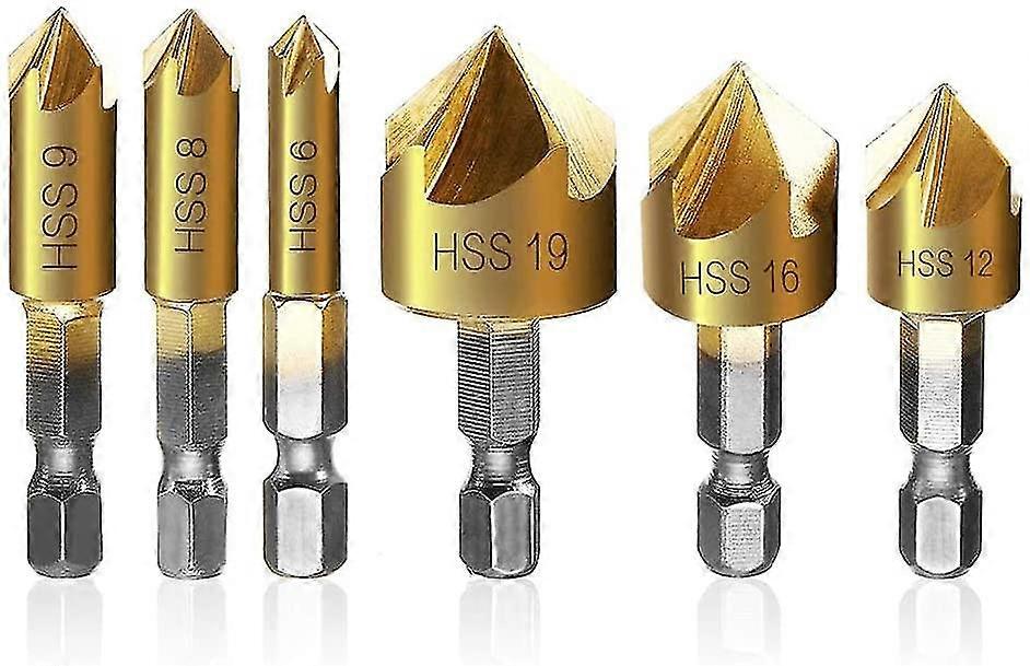 Set Of 6 Hexagonal Conical Cutters For Metal Wood