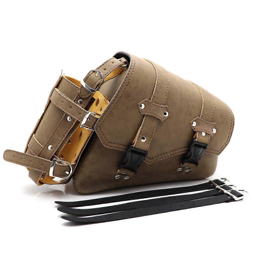 Left/Right Side Universal PU Leather Motorcycle Saddlebag Brown Tool Luggage Saddle Bag For Honda/Yamaha/Suzuki