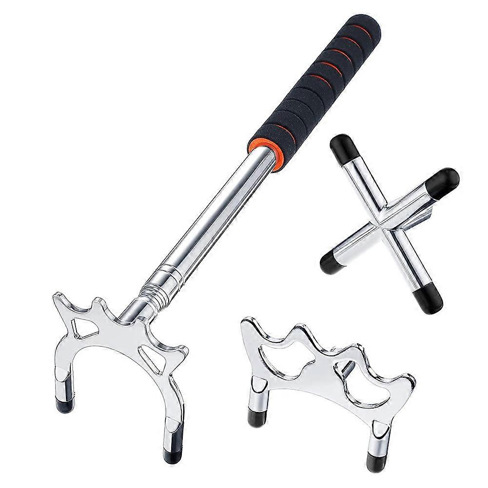 Retractable Billiard Cue Stick Bridge with 3Pcs Removable Brass Bridge Head Billiard Table Pool Cue Accessories,Silver