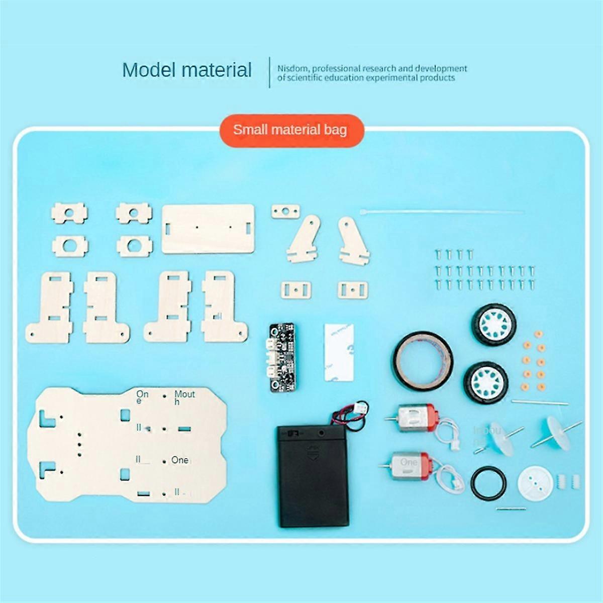 Scientific Experiment Wooden DIY Tracking Car Assembly Model Technology Production Material Package